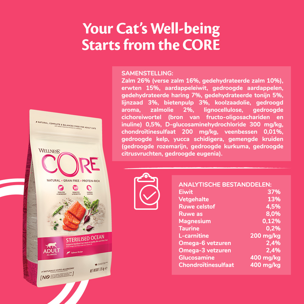 Wellness CORE Cat Dry E-Panels - Composition & GA Sterilised Ocean_DUTCH